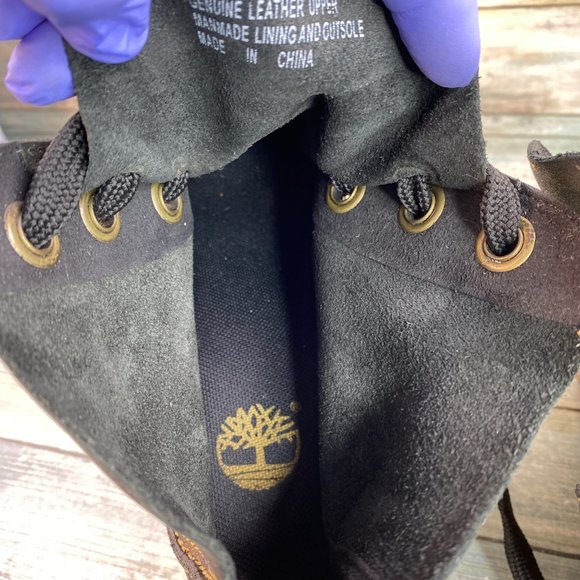 Timberland Black/Gold Metallic Soft Leather Wedge Heel Lace Up Ankle Boots - Picture 4 of 13